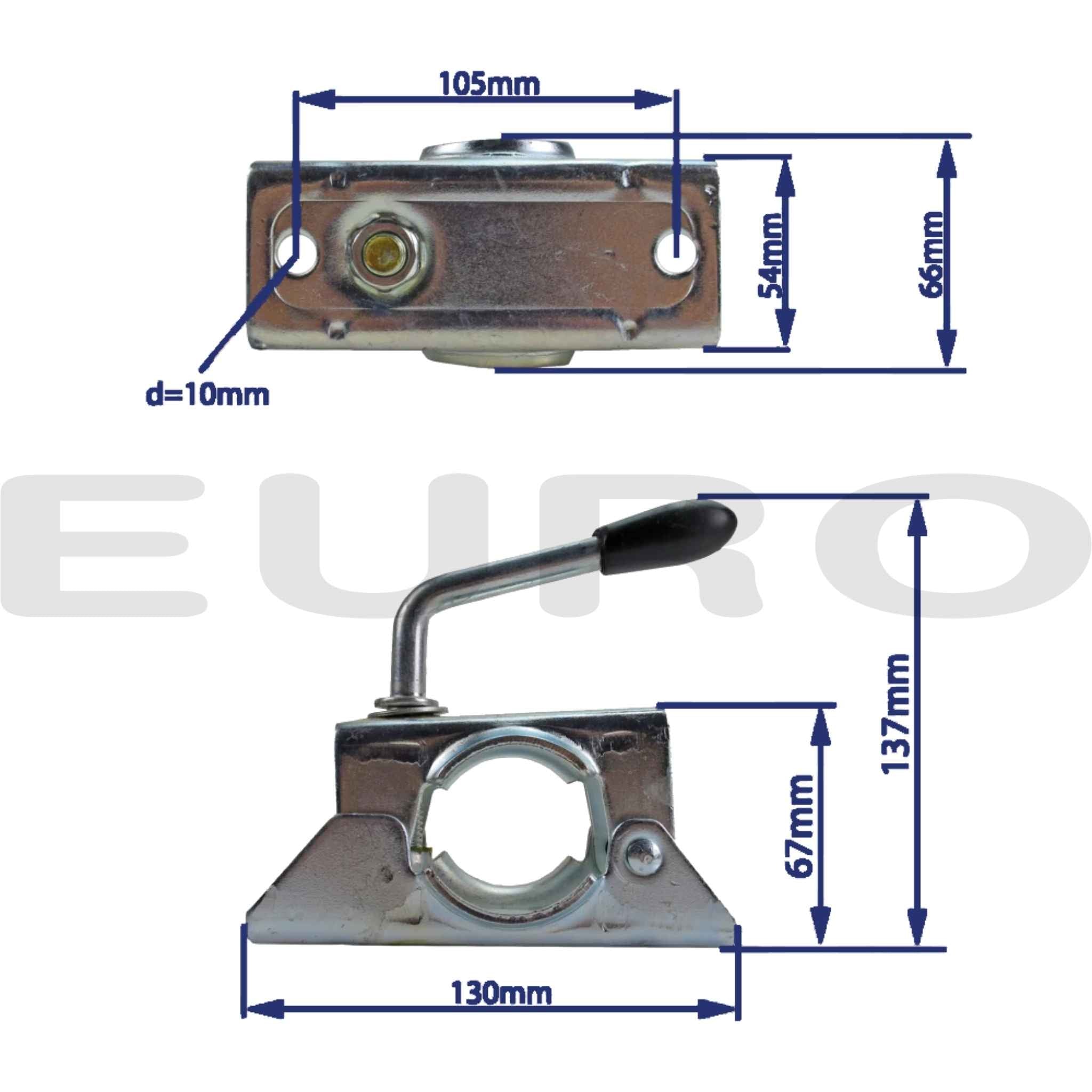 TZ000165 Trailer Klemmebeslag Klembøjle Næsehjul Støttehjul Støtteben Ø48 48 mm Euro Trailer