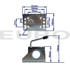 TZ000166 Trailer Klemmebeslag Klembøjle Næsehjul Støttehjul Støtteben Ø60 60 mm Euro Trailer