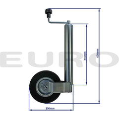 TZ000168 Trailer Næsehjul Støttehjul Ø60 60 mm Euro Trailer