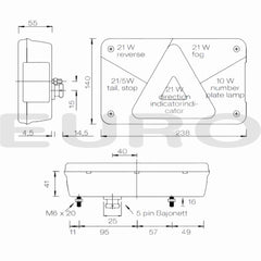 TZ000206 Trailer Aspöck Aspock Baglygte Multipoint V 5 Venstre 24-8500-007 Euro Trailer
