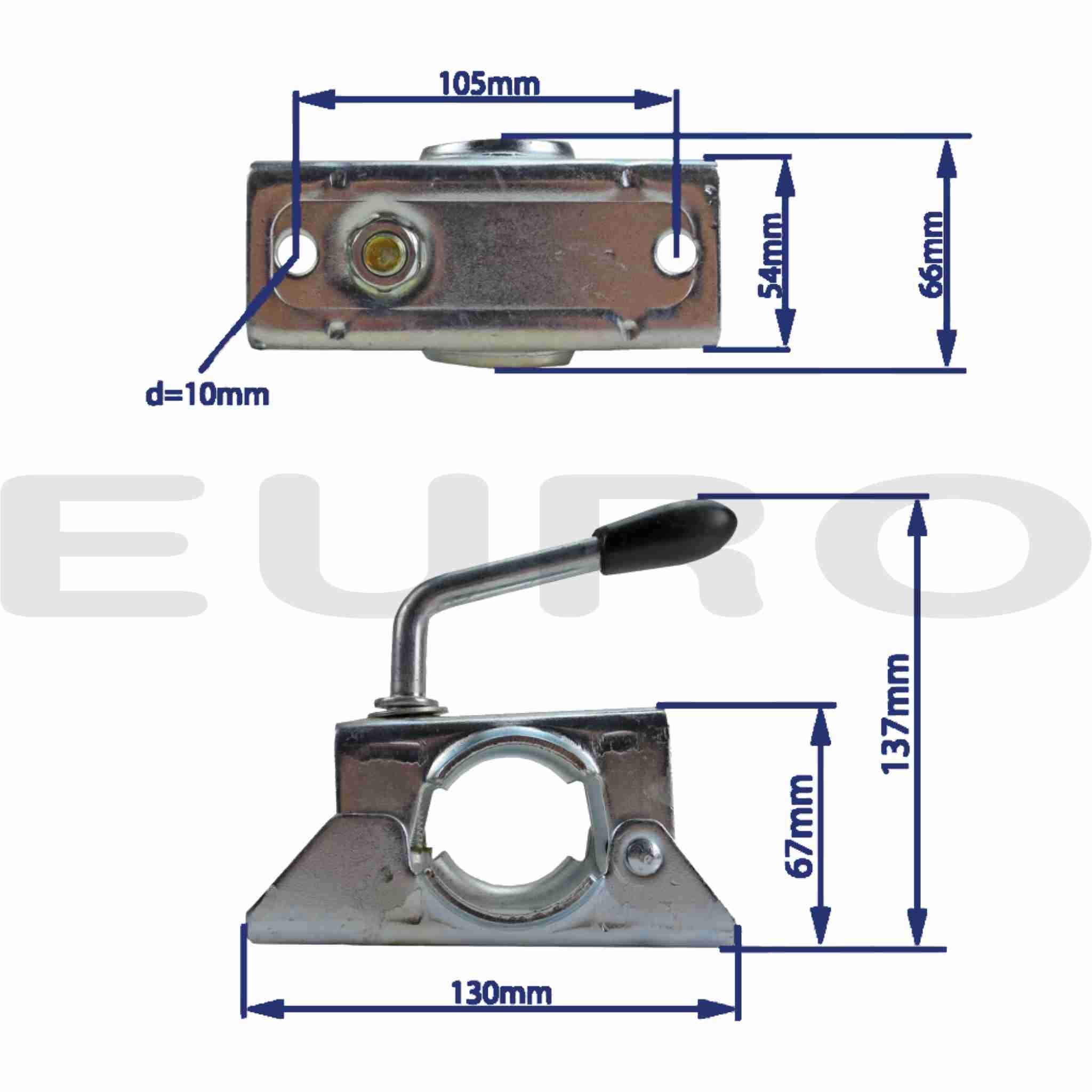 TZ000230 Trailer Ø48 48 mm Næsehjul Støttehjul Klembøjle Klemmebeslag Bolte Euro Trailer
