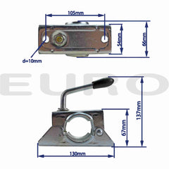 TZ000230 Trailer Ø48 48 mm Næsehjul Støttehjul Klembøjle Klemmebeslag Bolte Euro Trailer