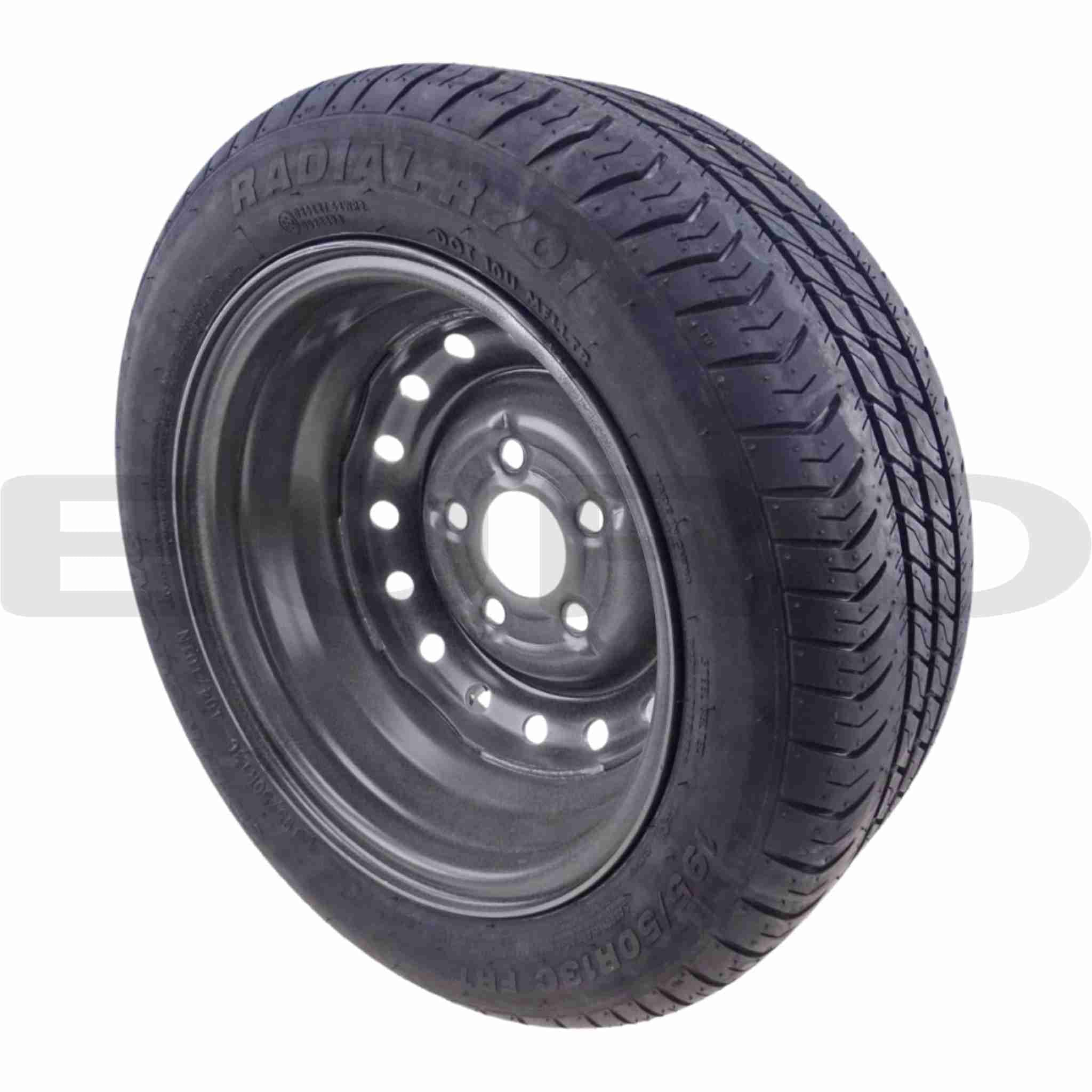 TZ000235 Trailer Hjul Komplet Dæk Fælge Reservehjul 195/50 R13 C Euro Trailer