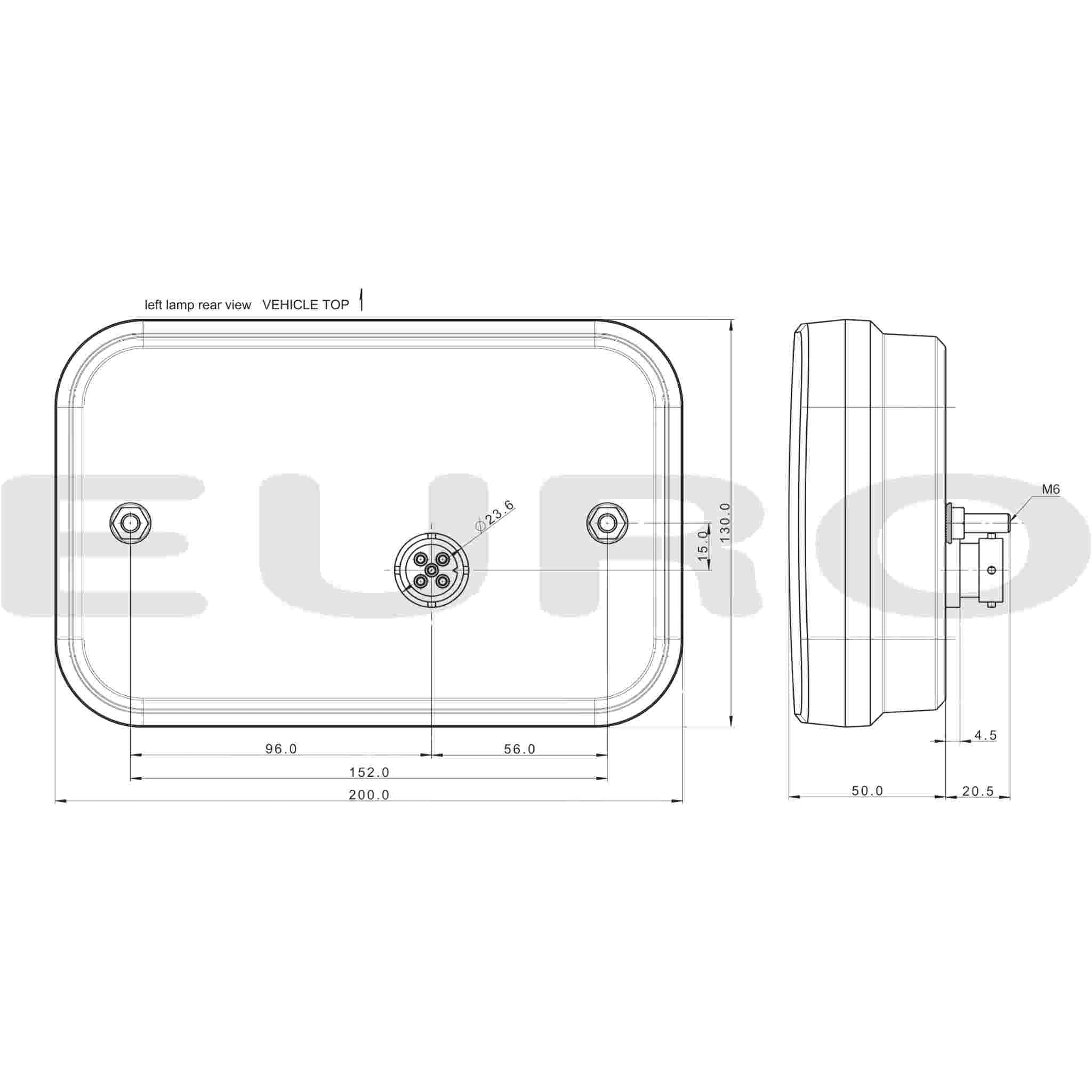TZ000281 Trailer Euro Fristom LED Lygtesæt 500 cm 5 meter Venstre Højre Baglygte LEDBaglyte indbygget modstand