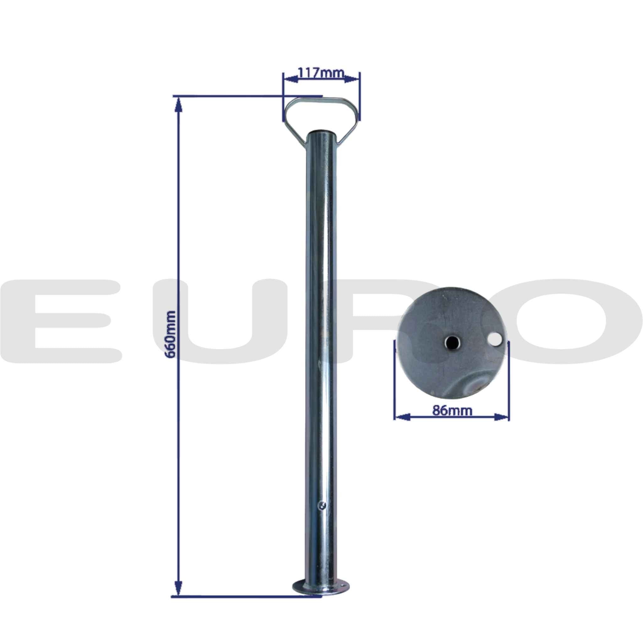 TZ000170 Trailer Støtteben 60 cm Ø48 48 mm Euro Trailer